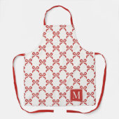 Americana Folk Art Red Bow Quilt Pattern エプロン (正面)