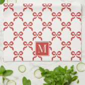 Americana Folk Art Red Bow Quilt Pattern キッチンタオル (折り畳み)