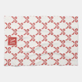 Americana Folk Art Red Bow Quilt Pattern キッチンタオル (横)