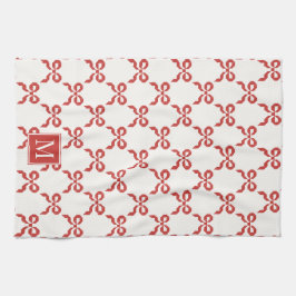 Americana Folk Art Red Bow Quilt Pattern キッチンタオル