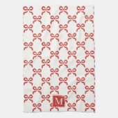 Americana Folk Art Red Bow Quilt Pattern キッチンタオル (縦)