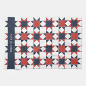 Americana Folk Art Star Quilt Pattern キッチンタオル (横)