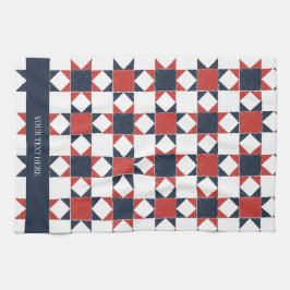 Americana Folk Art Star Quilt Pattern キッチンタオル