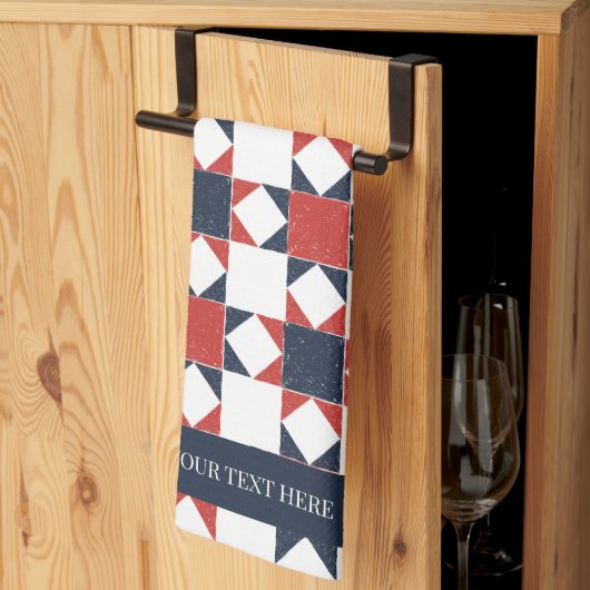 Americana Folk Art Star Quilt Pattern キッチンタオル (三つ折り)