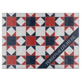 Americana Folk Art Star Quilt Pattern Recipe カッティングボード