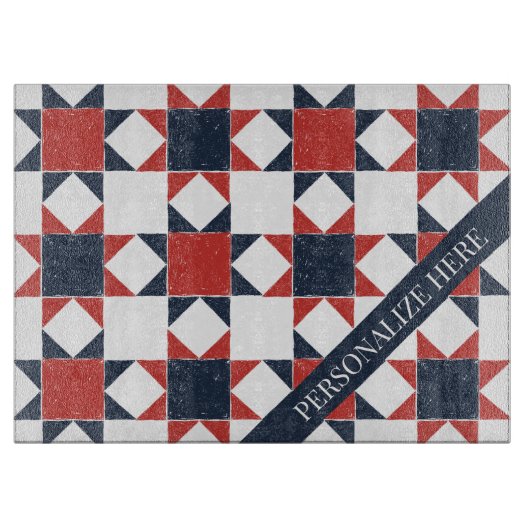 Americana Folk Art Star Quilt Pattern Recipe カッティングボード (正面)