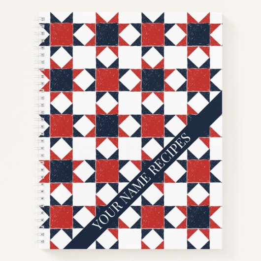 Americana Folk Art Star Quilt Pattern Recipe ノートブック (正面)
