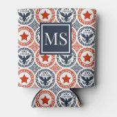 Americana Heritage Eagle Damask Monogram 缶クーラー (正面)