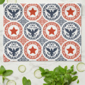 Americana Heritage Eagle Medallion -Navy Red Cream キッチンタオル (折り畳み)