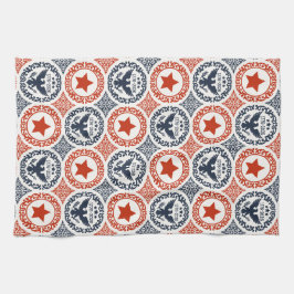 Americana Heritage Eagle Medallion -Navy Red Cream キッチンタオル