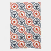 Americana Heritage Eagle Medallion -Navy Red Cream キッチンタオル (縦)