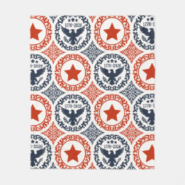 Americana Heritage Eagle Medallion -Navy Red Cream フリースブランケット