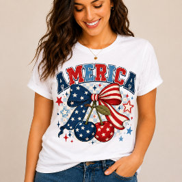 Americana Patriotic Cherries & Bow T-Shirt | Cute トライブレンドTシャツ