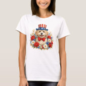 Americana Puppy Illustration Tシャツ (正面)