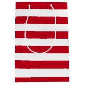 Americana Red And White Stripes ミディアムペーパーバッグ (正面)