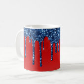 Americana Red Blue Glitter Drip コーヒーマグカップ (正面左)