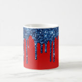 Americana Red Blue Glitter Drip コーヒーマグカップ (中央)
