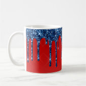 Americana Red Blue Glitter Drip コーヒーマグカップ (左)
