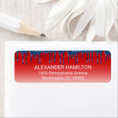 Americana Red Blue Glitter Drip Return Address ラベル (インサイチュ)
