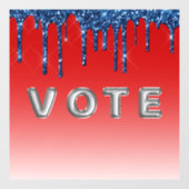 Americana Red Blue Glitter Drip Vote ウィンドウサイン (シート)