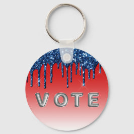 Americana Red Blue Glitter Drip Vote キーホルダー