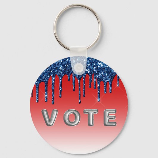 Americana Red Blue Glitter Drip Vote キーホルダー (裏面)