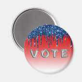 Americana Red Blue Glitter Drip Vote マグネット (正面/裏面)