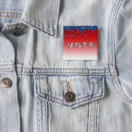 Americana Red Blue Glitter Drip Vote 缶バッジ (インサイチュ)