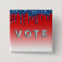 Americana Red Blue Glitter Drip Vote