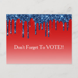 Americana Red Blue Glitter Drip Vote Reminder ポストカード