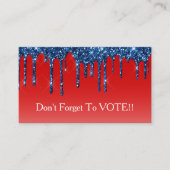 Americana Red Blue Glitter Drip Vote Reminder 名刺 (正面)
