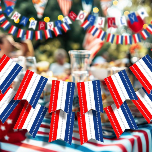 Americana Red White Blue Stars & Stripes バンティングフラッグ