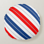 Americana Red White Blue Stars & Stripes ラウンドクッション (正面)