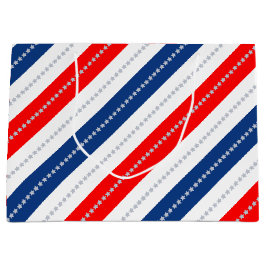 Americana Red White Blue Stars & Stripes ラージペーパーバッグ
