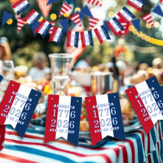 Americana Red White Blue Stripes America 1776 2026 バンティングフラッグ