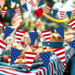 Americana Stars And Stripes Red White Blue Flag バンティングフラッグ