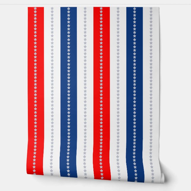 Americana Stars & Stripes Three Inch Wide Stripes 壁紙 (ほどく)