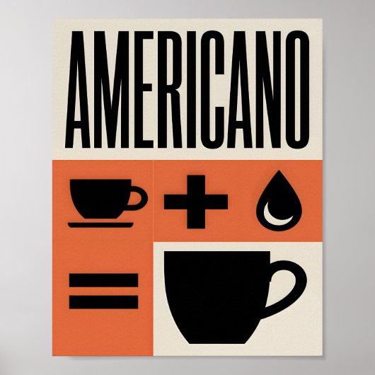 Americano Coffee Formula Minimalist Orange  ポスター (正面)
