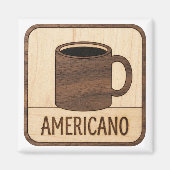 Americano Coffee Wooden Sign マグネット (正面)