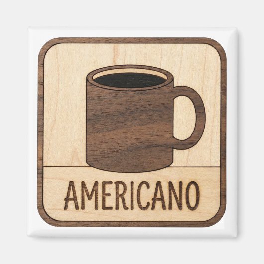 Americano Coffee Wooden Sign マグネット (正面)