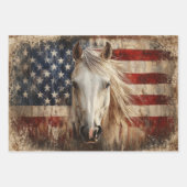 American's 250th Celebration Horses Flags Decoupag ラッピングペーパーシート (正面2)