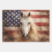 American's 250th Celebration Horses Flags Decoupag ラッピングペーパーシート (正面)