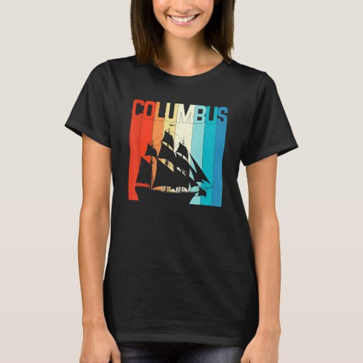 Americans Discovered Columbus Day Vintage People's Tシャツ (正面)
