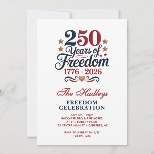 America's 250 Year Anniversary Family 招待状 (正面)