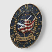 America's 250 Years of Freedom United States Map  ラージ壁時計 (傾斜)