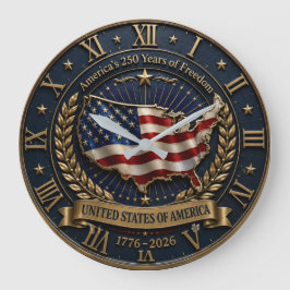 America's 250 Years of Freedom United States Map ラージ壁時計