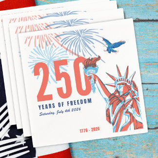 America's 250th Anniversary Freedom Patriotic スタンダードカクテルナプキン