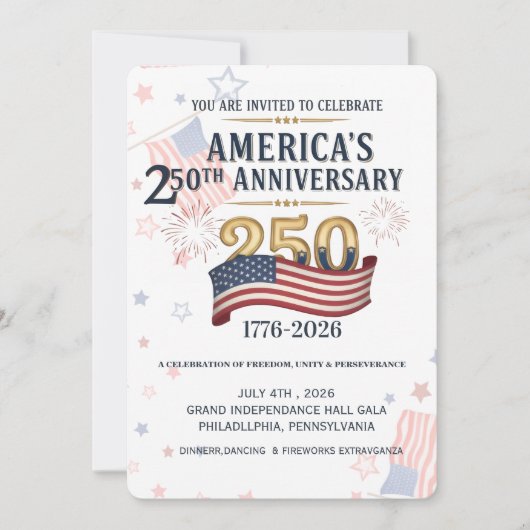 America's 250th Anniversary Independence hall Gala 招待状 (正面)