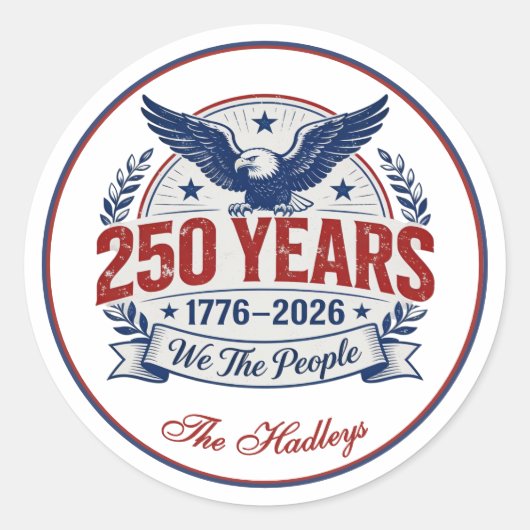 America's 250th Anniversary Name ラウンドシール (正面)