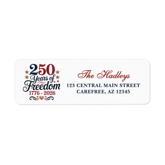 America's 250th Anniversary Return Address Label ラベル (正面)